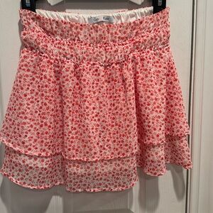 Gab Kate red and white flower sheer layered mini skirt from Mixology sz S